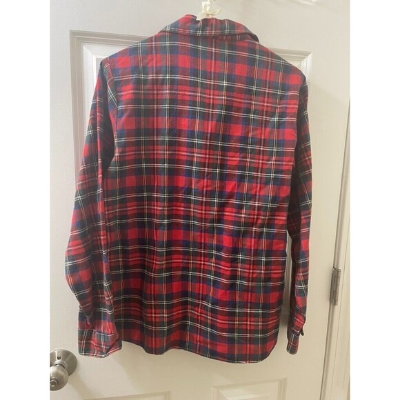 USA LL Bean Plaid  Red Traditional Women’s SHIRT TUNIC 1/4 BUTTONS UP SIZE 8 - Picture 6 of 10
